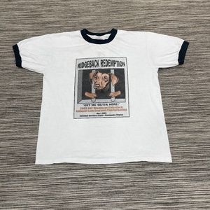 Vintage Anvil Ridgeback Redemption White and Navy Blue Ringer Tee